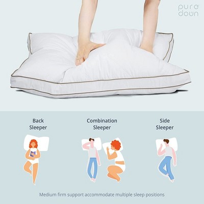 Hypoallergenic White Goose Feather and Down Pillows Set of 2