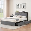 Full/Queen Size Bed Frame With 4 Storage Drawers and Charging Station - 2 of 4