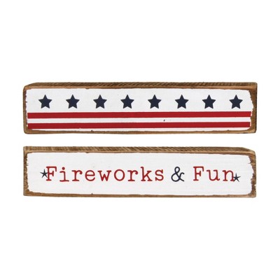 Transpac Wood Blocks Set of 2 Home Decorations Spring