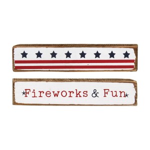 Transpac Wood Blocks Set of 2 Home Decorations Spring - 1 of 1