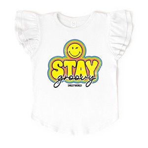 The Juniper Shop SmileyWorld Stay Groovy Flutter Sleeve Tee - 1 of 4