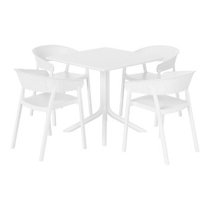 WestinTrends Playa 5-Piece Outdoor Resin Square Patio Dining Table Set with Stackable Patio Dining Chairs - 1 of 4