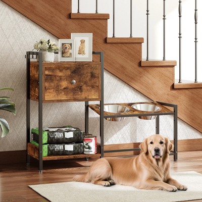 Elevated Dog Bowl Stand with 2 Stainless Steel Bowls Raised Dog Bowl