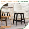 AMERLIFE Counter Bar Stools Set of 2, White Boucle Upholstered, Swivel with Back, 26" Seat - 3 of 4