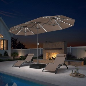 PURPLE LEAF 13ft Patio Market Umbrella and Base Double-Sided Rectangle Outdoor Table Sun Umbrellas with Crank - 1 of 4