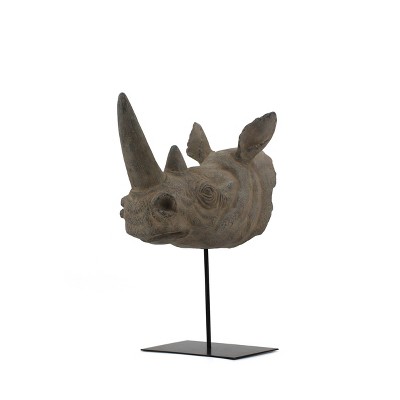 HomeRoots 17" Brown Resin Rhinoceros Tabletop Sculpture