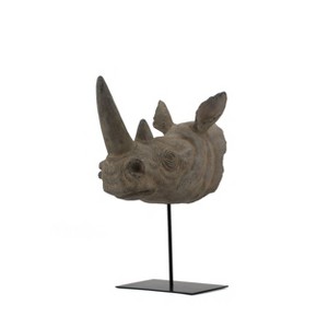HomeRoots 17" Brown Resin Rhinoceros Tabletop Sculpture - 1 of 4