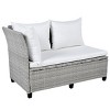 Modern Outdoor Sofa Set, L-Shaped Sofa With Extendable Side Tables, PE Wicker Sofa with Washable Covers and Cushions-Coolbibila - 3 of 4
