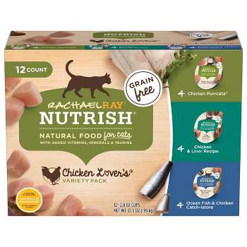 Rachael Ray Nutrish Grain Free with Liver, Fish and Tuna Wet Cat Food Chicken Lovers - 2.8oz/12ct Variety Pack
