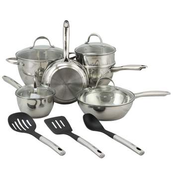 Wolfgang Puck's top-rated 13-piece stainless steel cookware set is