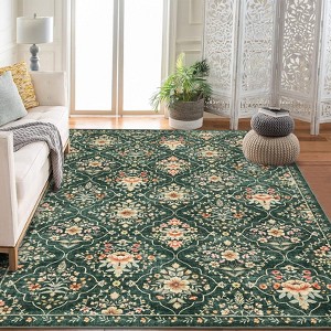 Modern Area Rug Elegant Floral Durable Stain-Resistant Fabric Washable Waterproof Perfect Rug for Living Room Bedroom - 1 of 4