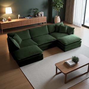 111" Chenille Modular U-Shaped Sectional Sofa with 2 Ottomans - 1 of 4