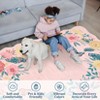 Modern Washable Area Rug, Soft Floral Floor Cover with Non Slip Backing, Low Pile Stain Resistant Floor Carpet for Living Room - 3 of 4