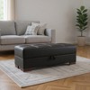 HomeRoots 52" Black and Brown Faux Leather Storage Ottoman - 2 of 4
