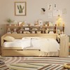 KIGFTSOD Wooden Full Size Daybed with Storage Shelves, Multi-functional Bed with Twin Size Trundle Bed and Study Desk - 2 of 4