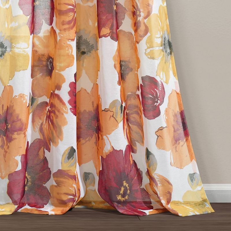 2pk 52&#34;x84&#34; Sheer Leah Curtain Panels Red/Orange - Lush D&#233;cor, 5 of 8