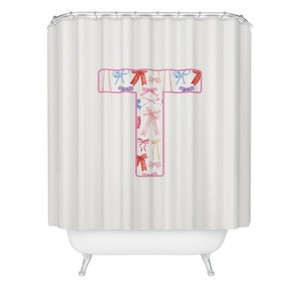 Deny Designs April Lane Art Fancy Bow Monogram Shower Curtain - 1 of 3