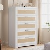 5 Drawer Rattan Dresser for Bedroom, 47.27” Tall Dresser with Power Outlets, Wood Dresser Chest of Drawers with Metal Handles for Living Room Closet - 4 of 4