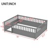 SEVOBAL Kids Bedroom Twin Floor Bed Frame With Fence Montessori Wooden Design No Box Spring Needed for Bedroom Playroom, Gray, 78.94"*13.78"*6.5" - 3 of 4