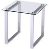 Kings Brand Furniture - Modern Chrome Finish Square Side End Table with Tempered Glass Top, Nightstand for Bedroom Living Room Office - 3 of 4