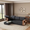 VYNXARIA Upholstered Pull Out Sectional Sofa with Storage Chaise, Convertible Corner Couch, Dark Grey-Wooden handrail - 4 of 4