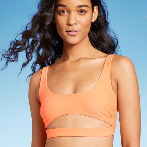 Women's Cut Out Bralette Bikini Top - Wild Fable™ Coral Orange Xl