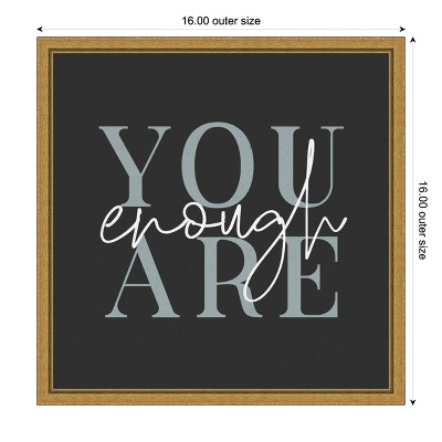 Wild Apple Portfolio Slate Gray Canvas Typography Art with Gold Frame 16 x 16-in.