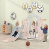 5-in-1 Kids Slide Swing Set Climber Slide Playset With Basketball Hoop Indoor Outdoor Playground For Boys Girls Birthday Xmas Gifts - 2 of 4