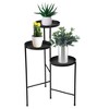 Sevobal Utility Storage Shelves, 3 Tiers Tall Plant Display Shelf with Round Trays, Plant Stand for Balcony Patio Home, Black, 16.5"*9.8"*30" - 3 of 4