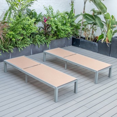 Light Brown Aluminum Armless Patio Chaise Lounge Chair