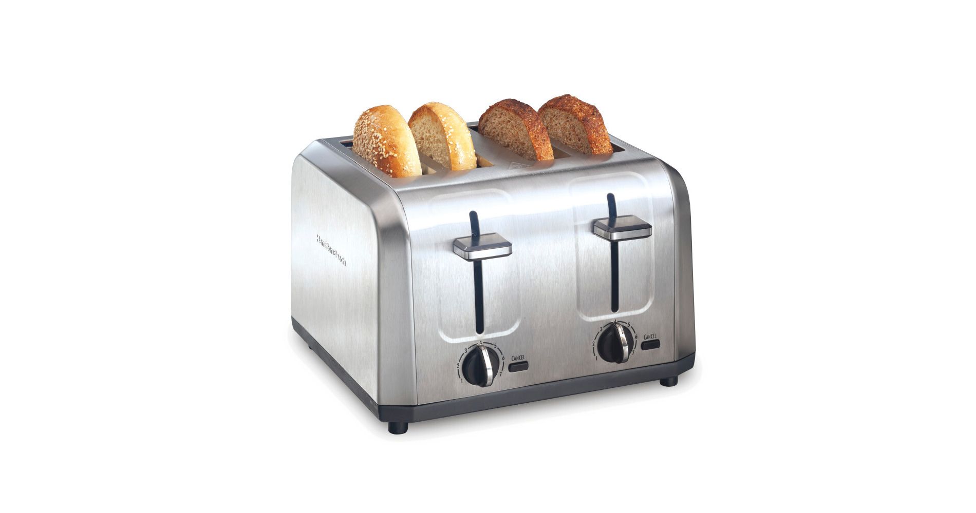 Hamilton Beach 4 Slice Toaster Brushed Stainless Steel - 24714: Automatic Shut-Off, 1500W, Double Toaster, Silver