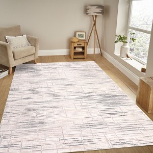 Washable Area Rugs for Living Room Modern Striped Abstract Rug Soft Non Slip Low Pile Carpet - 1 of 1