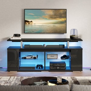 Pinmoco LED TV Stand for TVs up to 70", High Gloss Large Gaming Entertainment Center with Adjustable Shelf PS5 Storage TV Cabinet - 1 of 4