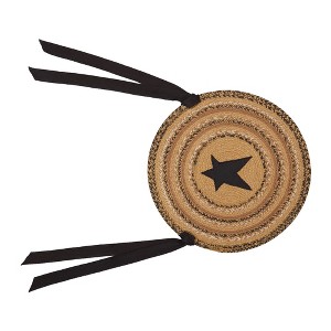 Kettle Grove Jute Chair Pad Applique Star 15 inch Diameter Set of 6 - 1 of 4