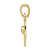 Black Bow Jewelry 14k White or Yellow Gold Turquoise Chamseh Pendant, 13 x 25mm - 2 of 4