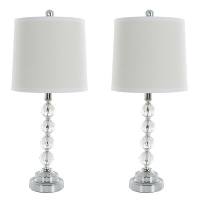 Set of 2 Table Lamps Faceted Crystal Balls (Includes LED Light Bulb)- Yorkshire Home