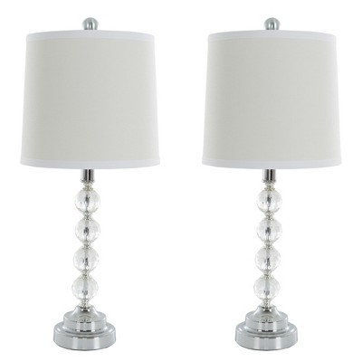 Set of 2 Table Lamps Faceted Crystal Balls (Includes LED Light Bulb) - Yorkshire Home