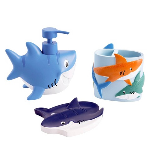 Allure Home Colorful Sharks Kids' 3pc Bath Set: Resin Bathroom ...