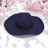 French Connection Women's Faux Suede Fedora Hat for Women - Wide Brim Fedora with Black Ribbon Band - Tan and Navy - 3 of 3