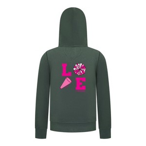 Everyday Kids Cheerleading LOVE Girls Zip Up Hoodie – Pink Pom Pom & Megaphone Graphic Sweatshirt - 1 of 4