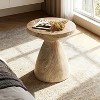 SEVOBAL Outdoor Cement End Table Small Round Garden Accent Table Drum Shape Side Table for Patio and Indoor Use, Yellow, 21.06"*21.06"*24.21" - 2 of 4