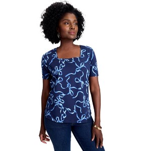 Jessica London Stretch Cotton Square Neck Tee - 1 of 4