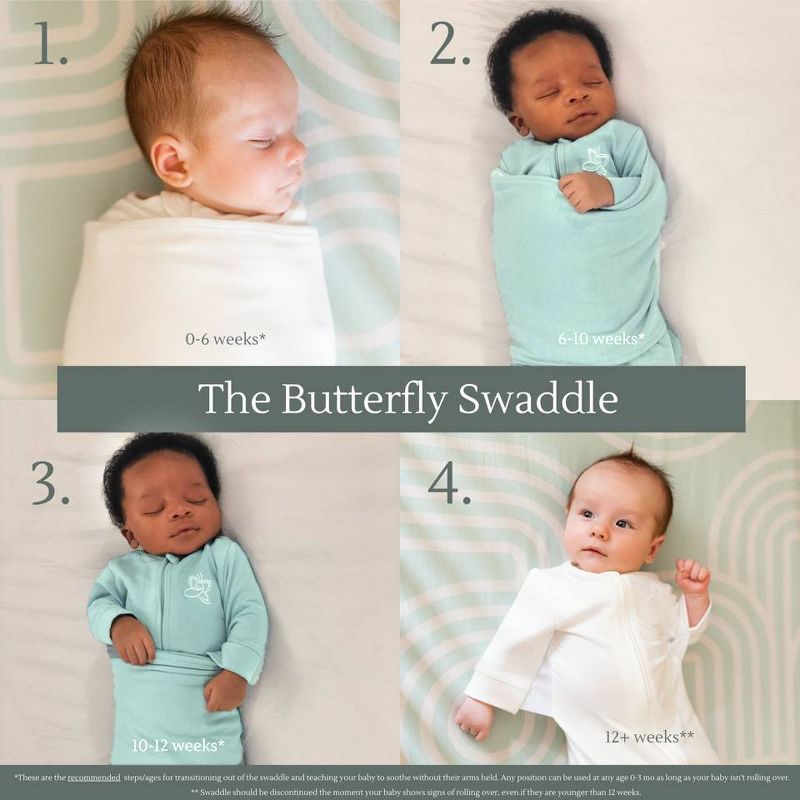 Butterfly 2-in-1 Swaddle and Transitional Sleep Sack - White, 2 of 16