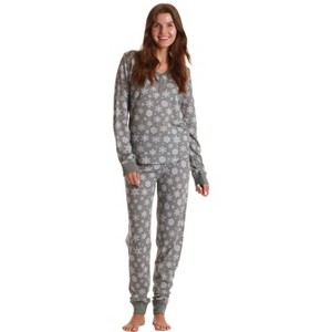 #followme Buffalo Plaid 2 Piece Thermal Pajama Set for Women -Jogger Winter Christmas PJs - 1 of 3