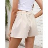 Womens High Waisted Pleated Tie Waist Casual Shorts Elastic Waist Wide Leg Shorts - 3 of 4