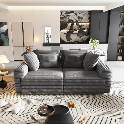 Sofa Couch Modern Style Deep Seat Convertible Lounge with Soft Pillows for Living Room - 3irtyhousy