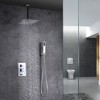 Sumerain Shower System Ceiling Mount with Rough-in Valve, Rain Showerhead and Hand Shower, Chrome - 2 of 4