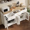 55'' Sideboard Buffet Cabinet, With Adjustable Shelves,3 Drawers and 4 Doors, Wine Storage Buffet Coffee Bar for Dining Room Living Room - 4 of 4
