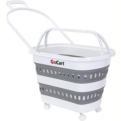 Dbest Products Quik Cart Sport Collapsible Rolling Crate on Wheels for Teachers Tote Basket 80 lbs Capacity, Made from Heavy Duty Plastic used As A