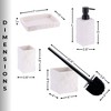 Evideco French Home Goods Stone Collection Bathroom Accessory Set – 4 Pieces Includes Soap Dispenser, Tumbler, Soap Dish, and Toilet Brush Holder - 4 of 4